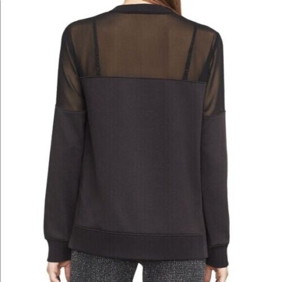 BCBGMAXAZRIA Women's Martina Mixed Mediating Sleeve Sweatshirt Black Size L $248 - Picture 8 of 8